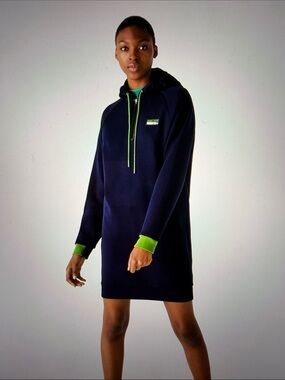BNWT Lacoste Sport Sweatshirt Navy Dress with Lime Green Accents Size 38 ( 6 )